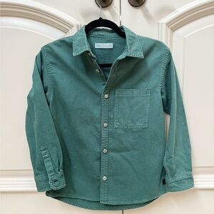 Zara Green Denim Button Down Shirt